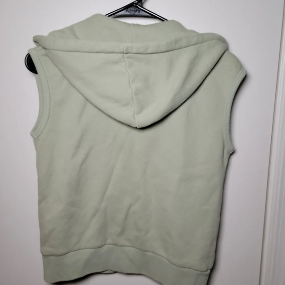 Brandy Melville Light Green Hooded Zip-Up Vest Sweater | One Size - Picture 6 of 8